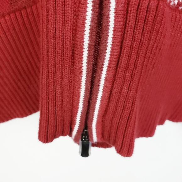 Eddie Bauer Vintage Red Snowflake Fair isle Zip Front Cardigan Sweater Ski - Picture 5 of 14